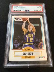 John Stockton ~ Fleer 1990 patio PSA 9 como nuevo - Imagen 1 de 2
