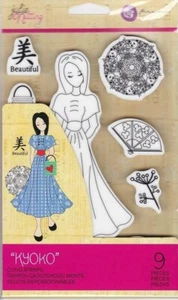 Julie Nutting "Kyoko" Doll Cling Stamp Prima Marketing Tags Mixed Media 912925 - Picture 1 of 2