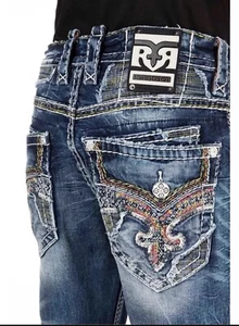 Rock Revival Jeans Men's 30/32 Hawk Alternative Straight Distressed Denim Blue - Picture 1 of 3