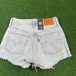 Levi's 501 Button Fly Women's Cutoff Shorts High Rise Size 24 blue New w tag