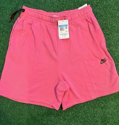 Nike Women's Sportswear High Rise Fleece Shorts - Size Medium Pink Gym Shorts - Image 1 of 4