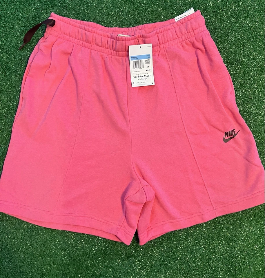 Nike High Rise Fleece Loose Fit Pink Shorts DV0334-684 Women's Large