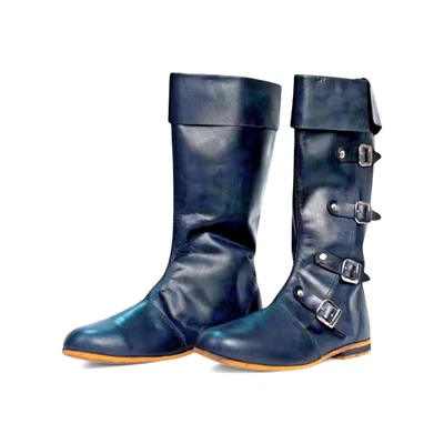 Mandalorian Botas Largas Cuero Negro Medieval Cosplay Botas Disfraz Star Wars Foto 1 de 3