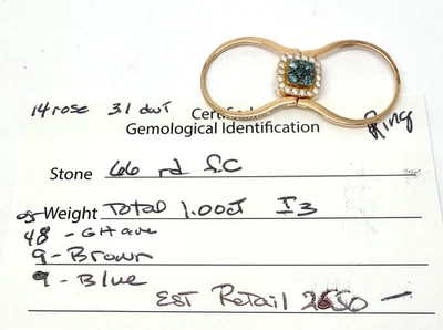 1.00 ctw Colored Diamond Flip Ring 14k Rose Gold w/Card Appraisal - Sz 7 - Image 1 of 4