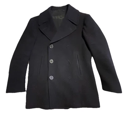 Vintage WW2 1944 US Navy Pea Coat Wool Pocket Naval Clothing Factory Sz 38 - Image 1 of 4
