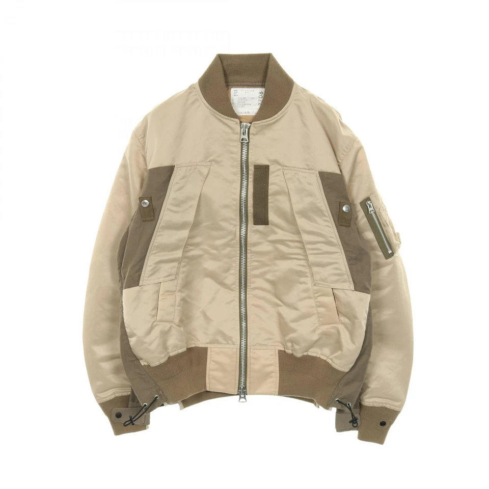 Sacai Nylon Sarga Mezcla Blusa Chaqueta Militar Abrigo Nylon Beige Caqui... - Imagen 1 de 4