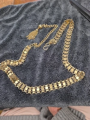 Винтажный пояс-цепочка золотистого цвета 35 дюймов с застежкой-крючком - Изображение 1 из 4