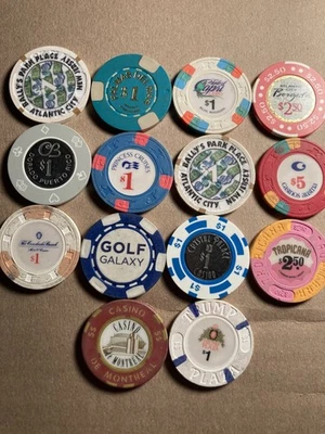 CATORCE FICHAS TIPO CASINO - MEZCLA CON DIFERENTES VALORES Foto 1 de 4