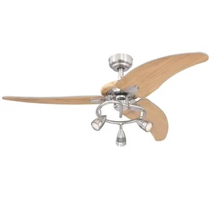 Elite 48-inch 3-Blade Indoor Ceiling Fan, Brushed Nickel, Beech Plywood Blades - Picture 1 of 4