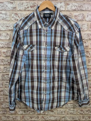 Von Dutch Check Shirt. Mens Extra Extra Large. Blue, White and Brown - Image 1 of 4