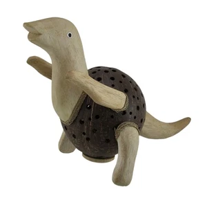 Zeckos Dinosaurus Rex Wood & Coconut Shell Coin Bank - Picture 1 of 4