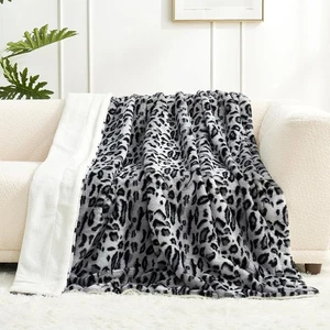 Luxury Faux Fur Throw Blanket Leopard Print Non Shedding Double Sided 50"*60" - Picture 1 of 6