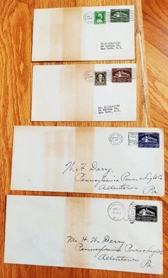 US U523-4, U526-7 first day covers entires, band stains, Scott $84 - Image 1 of 4