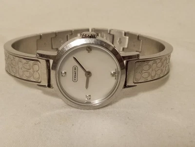 Women's COACH Swiss Quartz All Steel Watch Diamond Accents Needs New Battery  - Image 1 of 2
