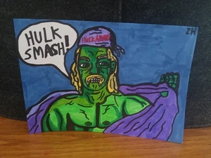 Zeichnung Gemälde Unglaublich Hulk Hogan Marvel Wrestler WWE Legends Comics Banner - Bild 1 von 1
