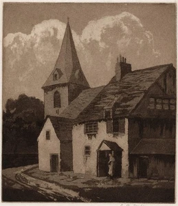 Signed Aquatint Etching - Isabel Beatrice Mesham - Bury Near Pulborough Sussex - Picture 1 of 6