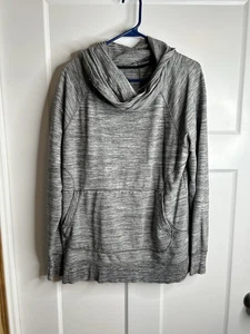LL Bean Trichterkragenpullover Damen XL grau Wasserfallausschnitt Kordelzug Sweater 5408 - Bild 1 von 8
