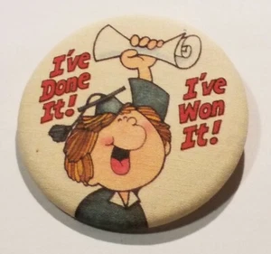 VTG 60-70s Button Fabric Metal Pinback USA Hallmark Card Graduation Celebration - Picture 1 of 8
