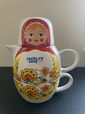 Olympic Games Sochi 2014 Russian Matryoshka Nesting Dolls Ceramics Tea Set - Image 1 of 4
