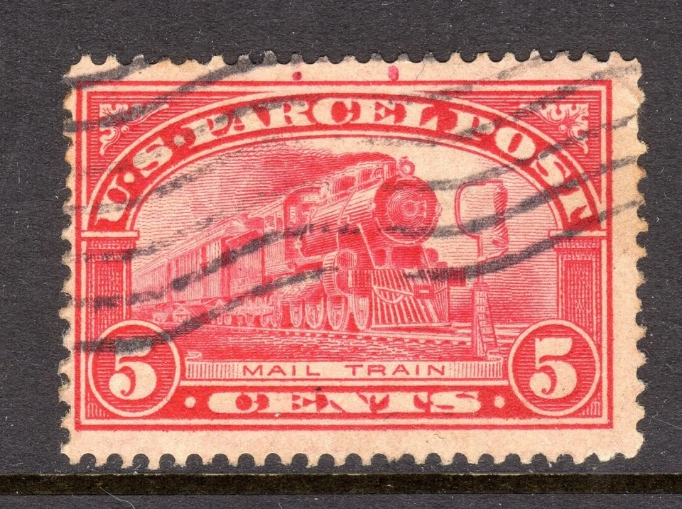 United States Scott #Q 5 F/VF Used 1913 5 Cent Mail Train with Bag on Rack - Image 1 of 1