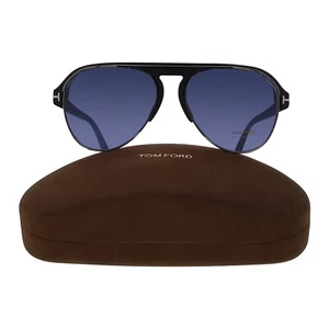 Tom Ford Marshall Aviator Sunglasses TF 929 FT0904 02V Matte Black/Blue lenses - Picture 1 of 9