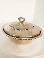 Mid Century Continental Silver Wild Rose Aluminum Nut Candy Serving Dish 1057