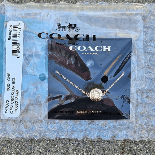 Bracciale Coach oro rosa cursore nuovo msrp $78