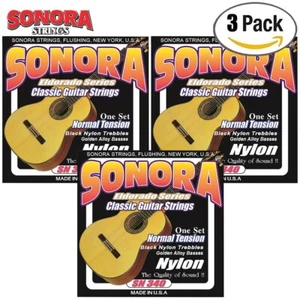 3-PACK Sonora SN340 Black Nylon Normal Tension Classical Guitar Strings - Picture 1 of 1