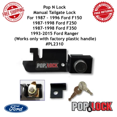 Bloqueo de puerta trasera manual Pop N Lock para 87-96 Ford F150 / F250 / F350 y 93-15 Ranger Foto 1 de 4