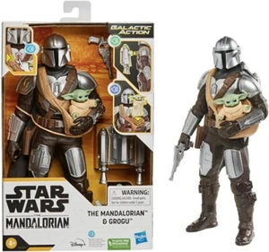 STAR WARS GALACTIC ACTION THE MANDALORIAN & GROGU Interactive Electronic 12" Fig - Foto 1 di 9