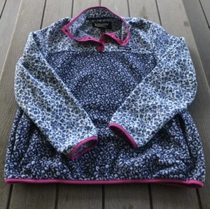 Lands End Girls Large 14/16 Heritage Fleece Kid Pullover Sweatshirt Animal Print - Picture 1 of 13