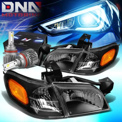 PARA 1997-2005 CHEVY VENTURE/SILHUETA LÂMPADAS DE FAROL COM LED ESTILO SLIM PRETO - Imagem 1 de 4