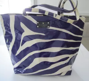 Kate Spade Purple Cream Colored Zebra Design Nylon Shoulder Bag - Picture 1 of 6