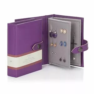 Pequeño Libro de Pendientes Pequeño Joyero Púrpura Compacto Almacenamiento Regalo - Imagen 1 de 1