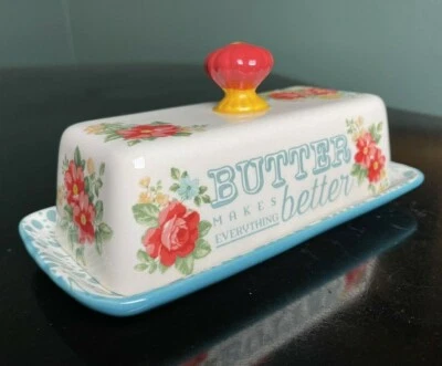 The Pioneer Woman — разноцветное блюдо с «винтажным цветочным рисунком» — керамическое блюдо с маслом  - Изображение 1 из 4