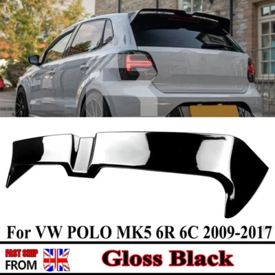 FOR 2009-2017 VW POLO MK5 6R 6C OTG STYLE REAR ROOF BOOT SPOILER LIP GLOSS BLACK - Image 1 of 4