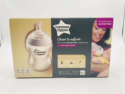 3 Tommee Tippee 0m+ Closer to Nature Anti-Colic Bottles 9oz - Image 1 of 4