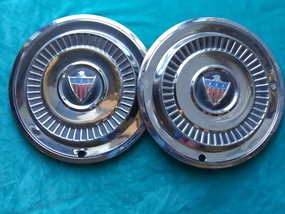1961 1962 AMC RAMBLER AMBASSADOR HUBCAP PAIR - Image 1 of 4
