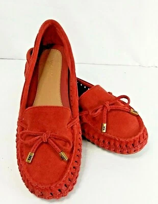 Zapatos Mocasines Michael Kors Para Mujer Talla 6.5 Gamuza Cuero Color Rojo Ladrillo Foto 1 de 4