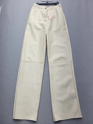 Missguided 女式裤子 4 白色阔直筒人造皮革新品 — 第 1/4 张图片