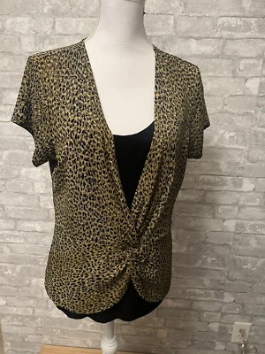 Nuevo Top Mirasol Stretch XL Negro/Dorado Estampado Animal Look S SLV Frontal Twist Foto 1 de 4