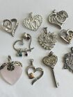 LOT 10 Pendentif Clé Vintage Argent Sterling 925 Love MOM Puffy HEARTS 20 g
