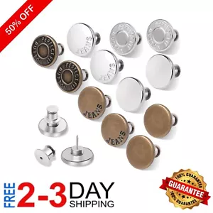 12 Adjustable Metal Button Pins for Loose Jeans – No Sew, Instant Replacement - Picture 1 of 9
