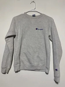 Champion Kids Youth Size XL (18-20) Gray Cotton Crewneck Sweatshirt Stains USA - Picture 1 of 12