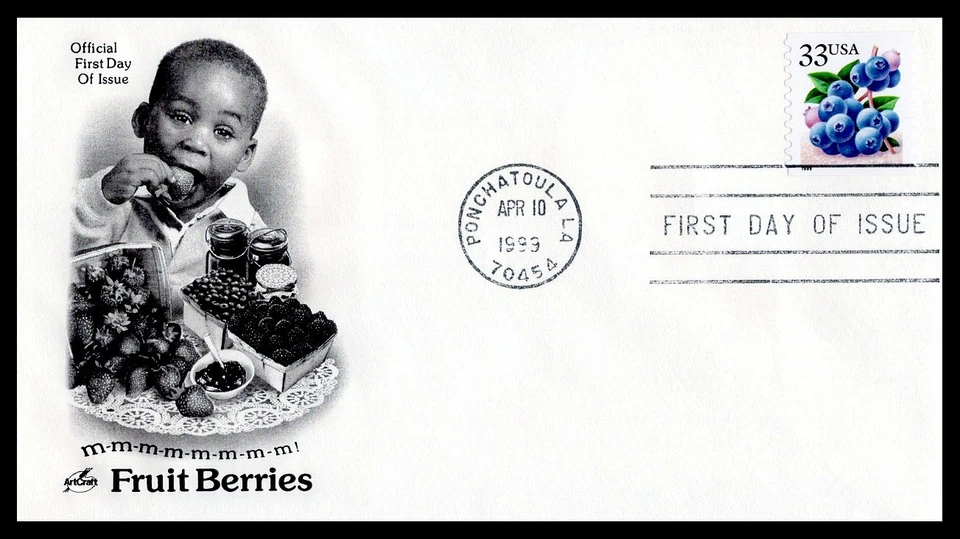 US FDC # 3302 33c Blue Berries ArtCraft coil  1999, 9g008 - Image 1 of 1