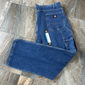 Dickies Relaxed Fit Carpenter Heavyweight Denim Jeans Blue size 42x32 NWOT - Picture 1 of 7