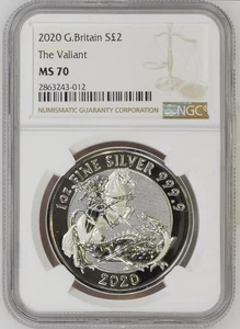 TOP POP 2020 Great Britain Silver £2 The Valiant Mint State NGC MS 70 - Picture 1 of 4