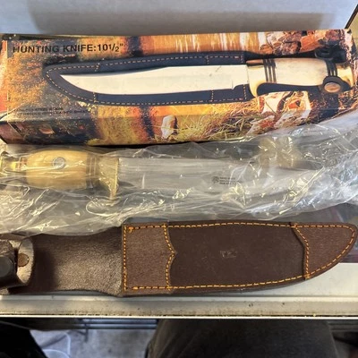 Frost Cutlery Classic Hunter Fixed Knife 10.5”Stainless Steel Blade Bone Handle Foto 1 de 4