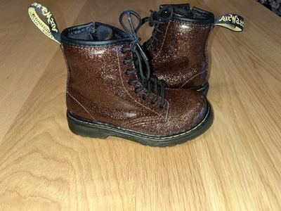 Bota Dr. Martens Niños Brillo 1460 T Granate Brillo Talla 9 US Doc Niño Cremallera Foto 1 de 4
