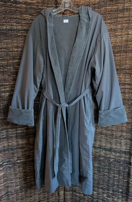 Restoration Hardware Terry Lined Hooded Spa Robe Men's Large Gray Loungewear  - Image 1 of 4